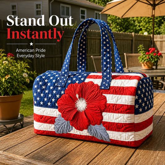 🔥OFERTA ESPECIAL 49% DE DESCUENTO🔥 Bolsa de viaje tipo petate con la bandera estadounidense floral