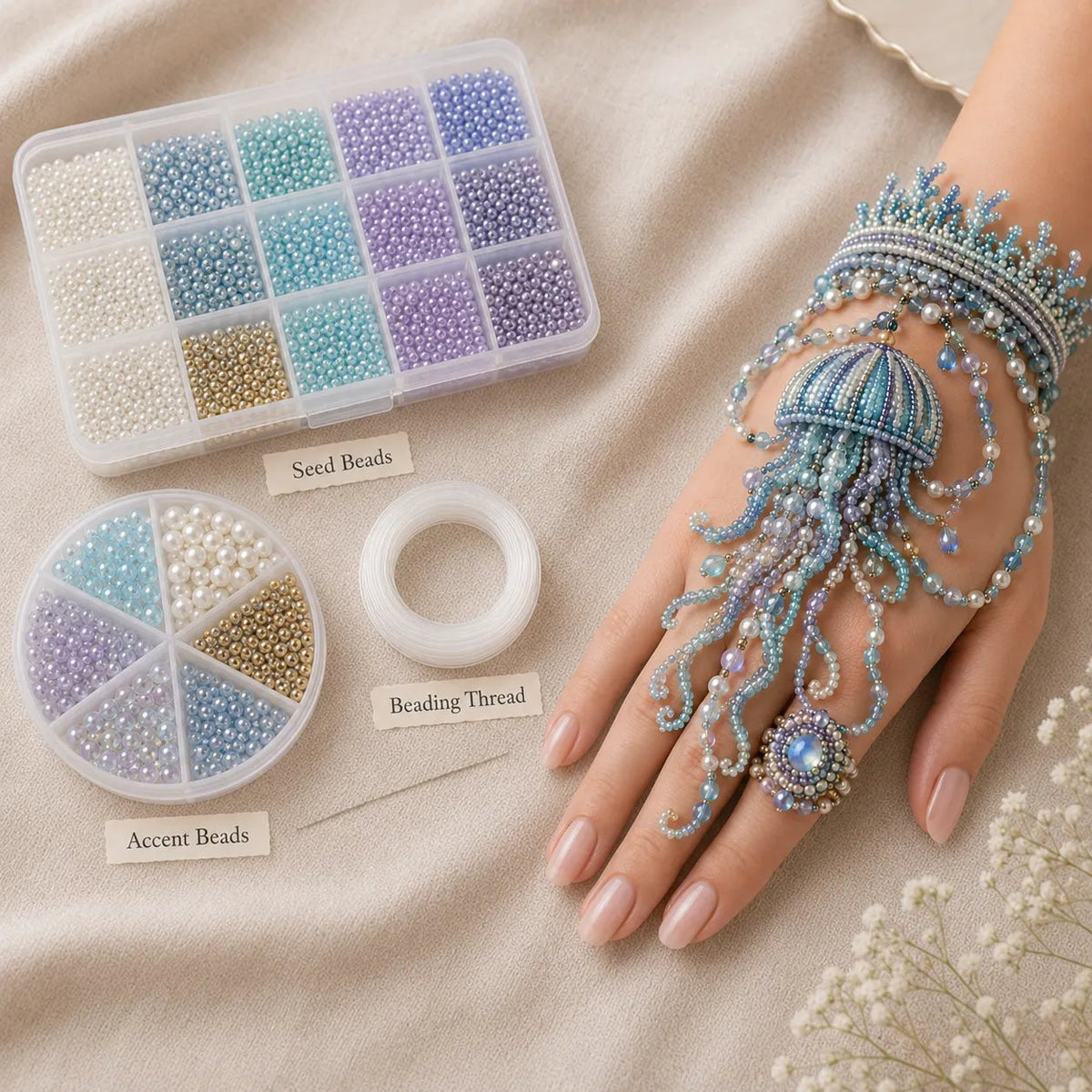🔥 LAST DAY 49% OFF – 🌊 DIY Ocean Beaded Hand Bracelet Kit | Create Sea-Inspired Wearable Art with Colorful Beads, Ocean Charms & Jewelry Details 🐚💎✨