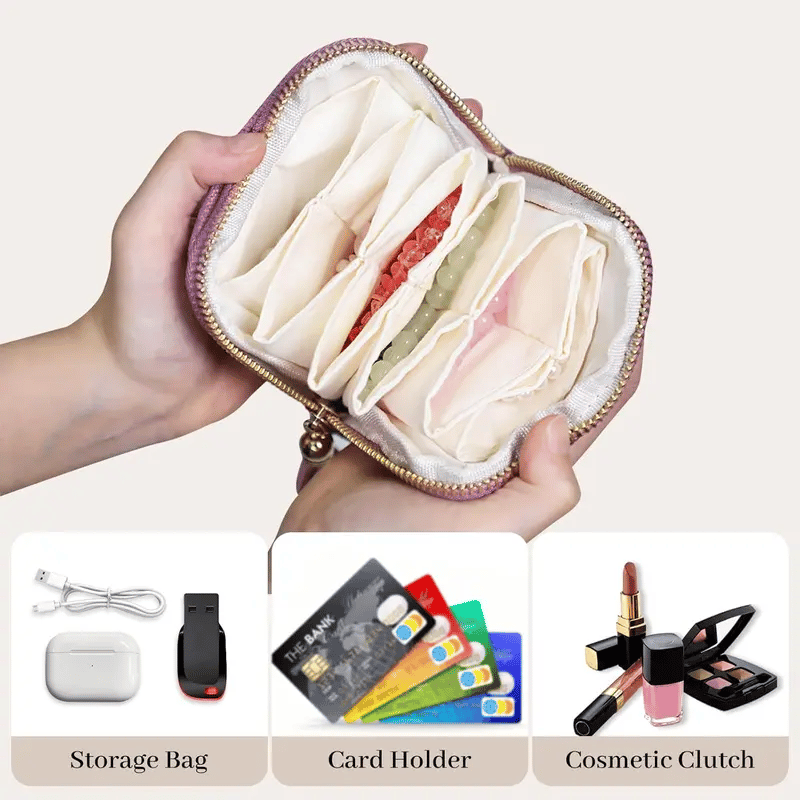Estuche de joyería con cremallera Estuche de viaje para joyas Organizador portátil