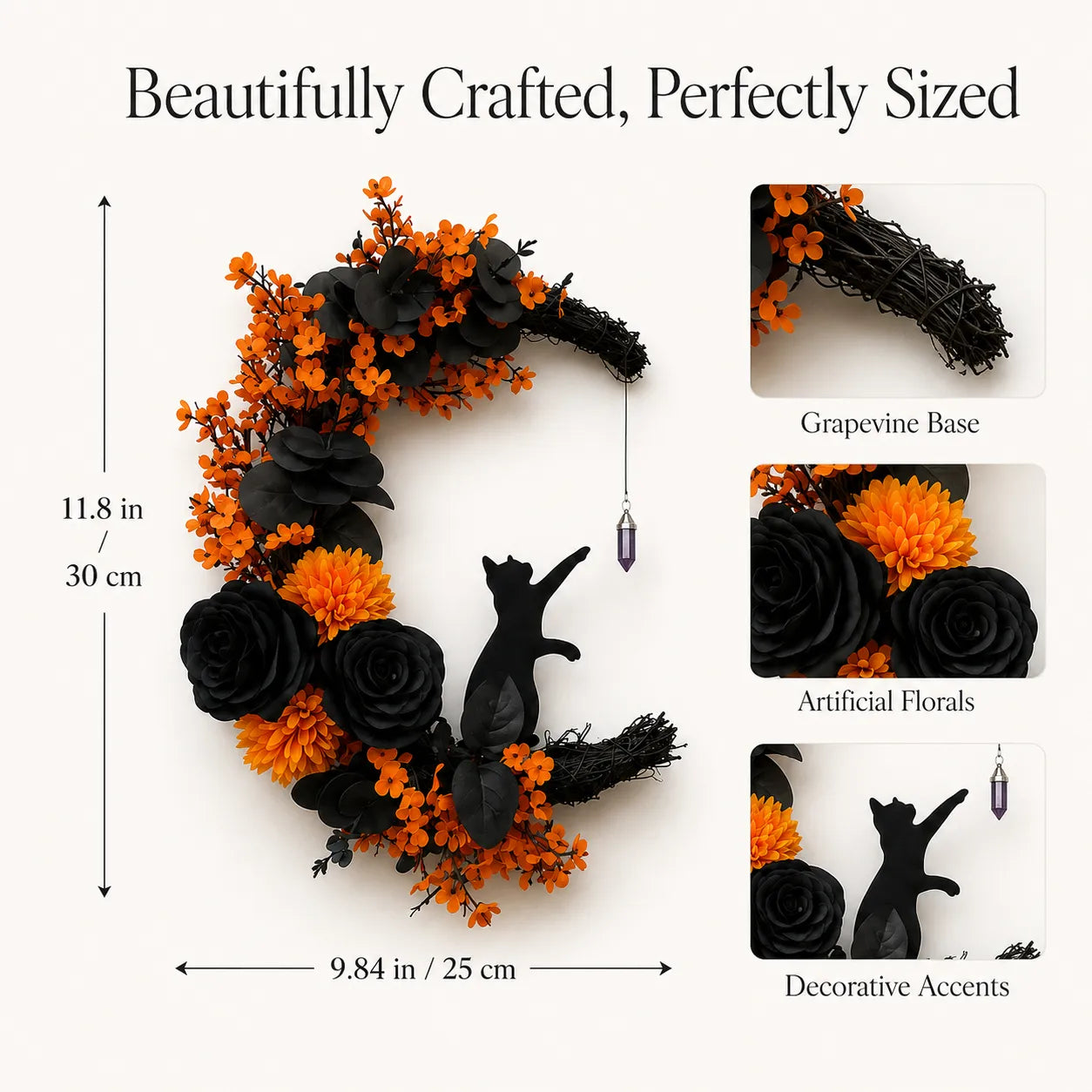 🔥Last Day 49% OFF - 🐈‍⬛🌙Handmade Halloween Cat Wreath