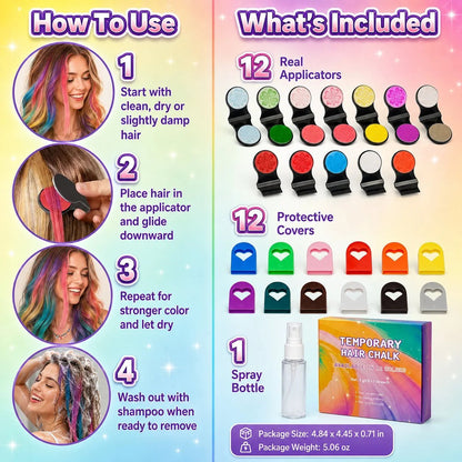 🔥50% OFF - 🌈12-Color Temporary Hair Chalk Applicator Set
