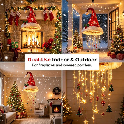 🎅✨Light‐Up Santa Hat Hanging Chandelier Decoration