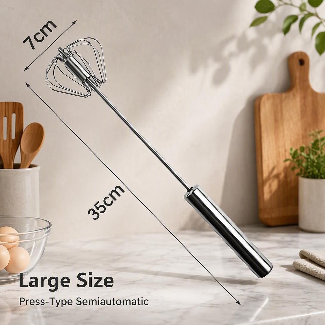Stainless Steel Semi-Automatic Egg Whisk for Baking and Cooking