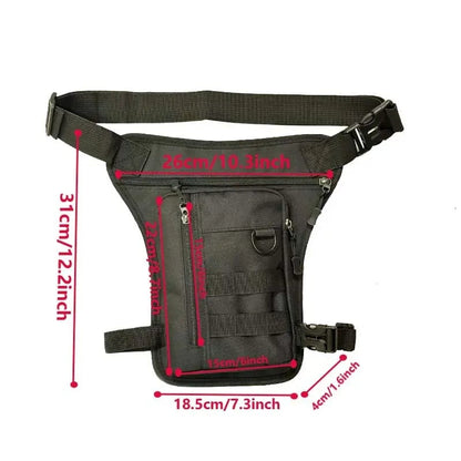 Motorcycle Leg Bag, 17 Inch Multi-Pocket Utility Hip Pack