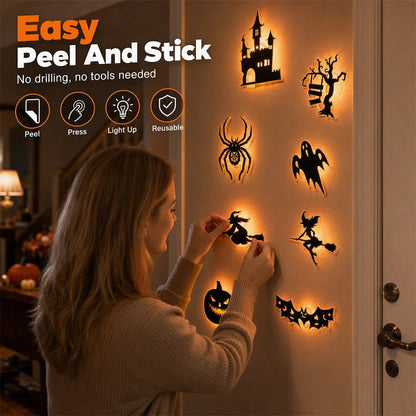 🎃Halloween HOT SALE 60% OFF 🥳💞50K+ SOLD! 👻 Halloween LED Silhouette Wall Light Stickers