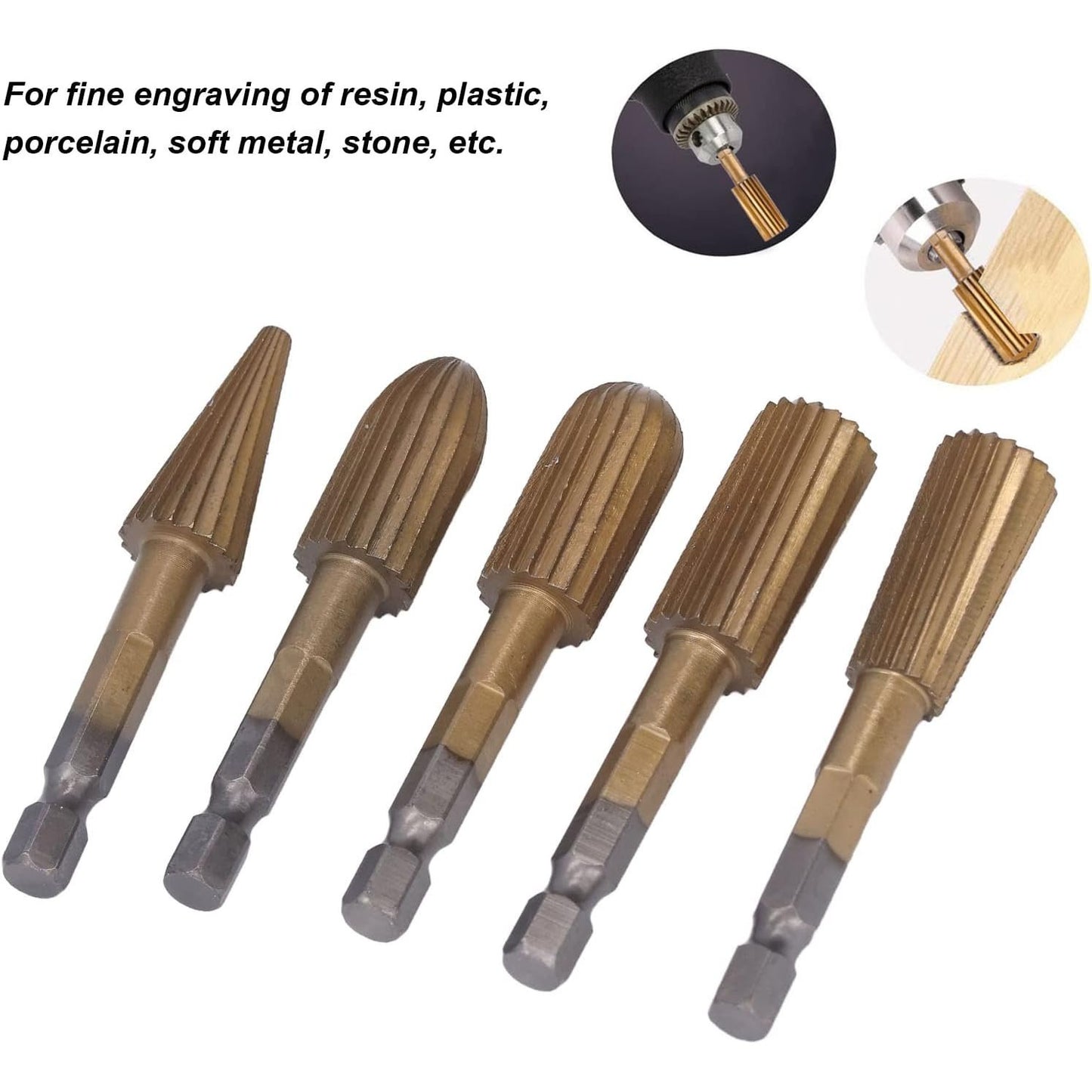 🔥HOT SALE🔥⚡5‐Pack High‐Speed‐Steel Hex‐Shank Rotary File Burr Set