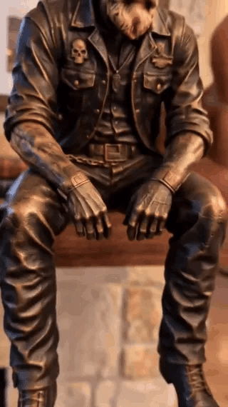 ⏳ Last Day 49% OFF – 🏍️ Old Biker Soul Shelf Sitter | 5 Rustic Rider Designs with Antique Bronze-Look Finish 🤎