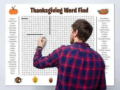 🎉 Jumbo Thanksgiving Word Search Poster(🎉Giant 36'x24' Wall Game)