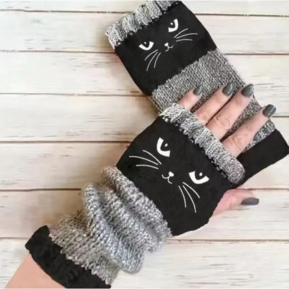 Let cats warm your hands🐱Knitted Fingerless Gloves🧶