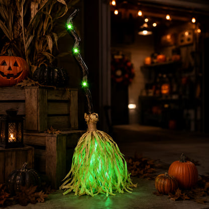 Animated Halloween Witch Broom with Lights, Sound and Motion Decor