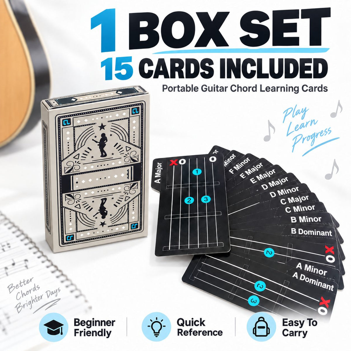 🎉🎸✨ Guitar Chord Cards — Learn Chords Faster & Master Your Guitar Skills Easier!