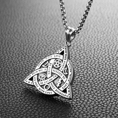 Steel and titanium Triple Goddess Triquetra Necklace Celtic Knot Irish Christian Trinity Knot Pendant