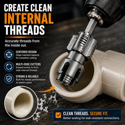 💯Drill-Powered Pipe Thread Cutting Bit — Internal & External Threading for 1/2' & 3/4' Plastic Pipes