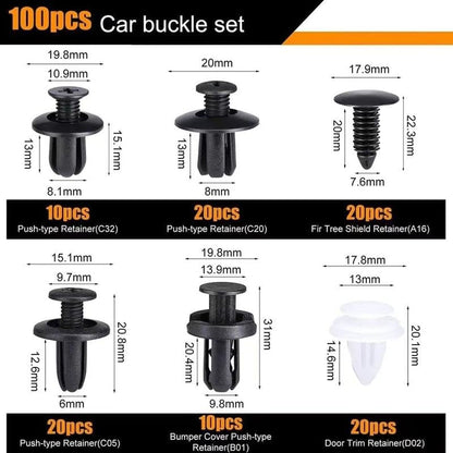HE26 100 unidades de juego universal de tornillos de expansión para guardabarros de automóviles, placas de hojas, clips de paneles de puertas C05 C20 C32 B01 D02 A16 Accesorios para automóviles