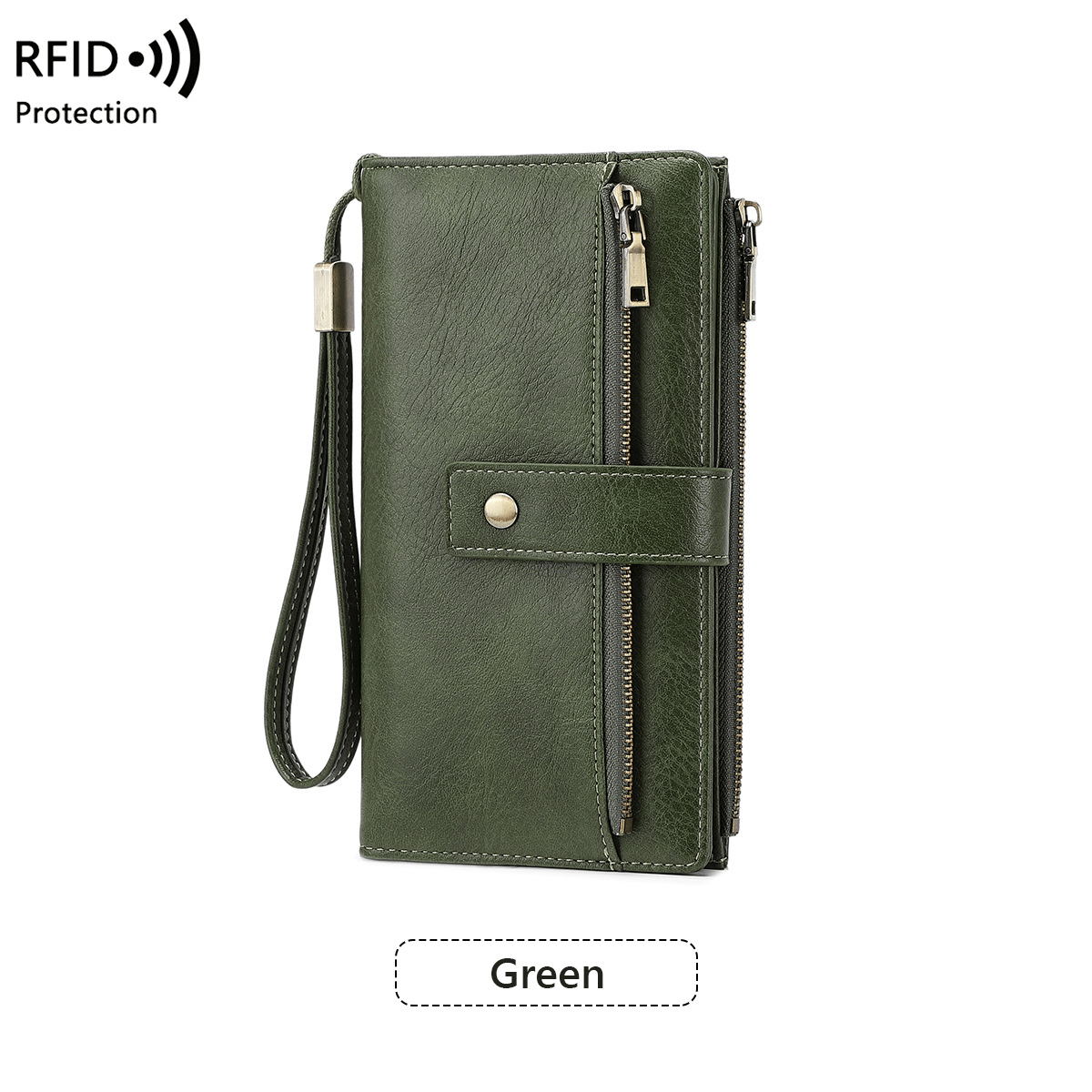 🔥Last Day 49% OFF🔥RFID Blocking Women's Long Wallet: Stylish Solid Leather Clutch (Large Capacity)👛