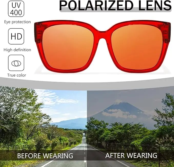 Gafas de sol polarizadas de espejo que se ajustan sobre las gafas para hombres y mujeres para conducir