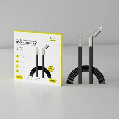 240W Supercarga Soporte Invisible Giratorio 360° Cable de Carga Desmontable 2 en 1