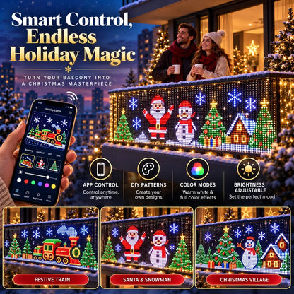 🎄Christmas Early Sale 60% OFF 💡Smart RGB Pixel Curtain Lights – App-Controlled Animated Holiday Display for Balcony & Window Decor