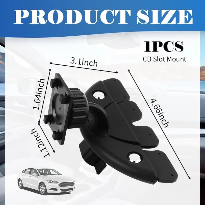 360° Rotating CD Slot Car Mount – Triangle Stable Holder for CarPlay Screens, GPS & Dashcams