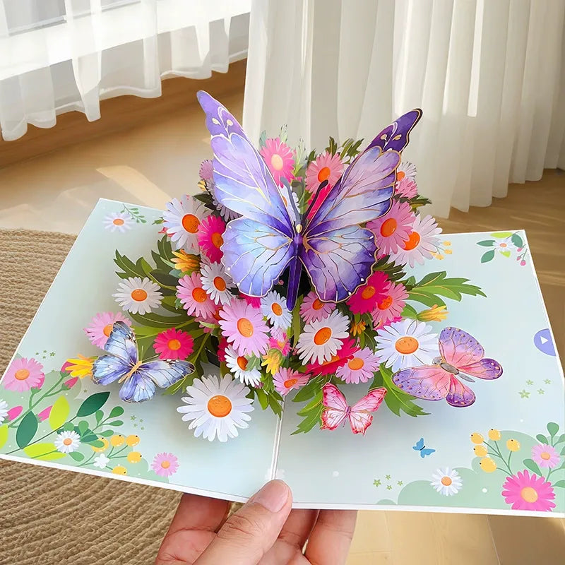 🦋 Vibrant 3D  Butterfly & Daisy Pop-Up Greeting Card
