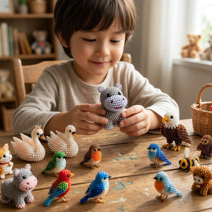 🔥🧵✨ Kit DIY de Animales con Cuentas 3D Pequeños (Producto sin terminar)