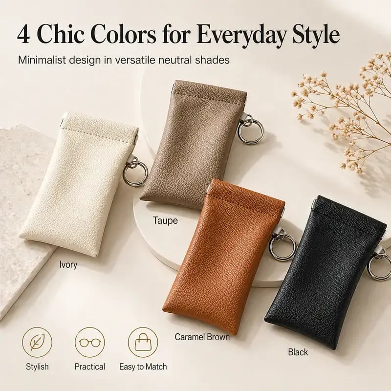 👜 Elastic Opening PU Leather Sunglasses Pouch Soft Portable Anti‑Scratch Eyeglasses Storage Protective Bag