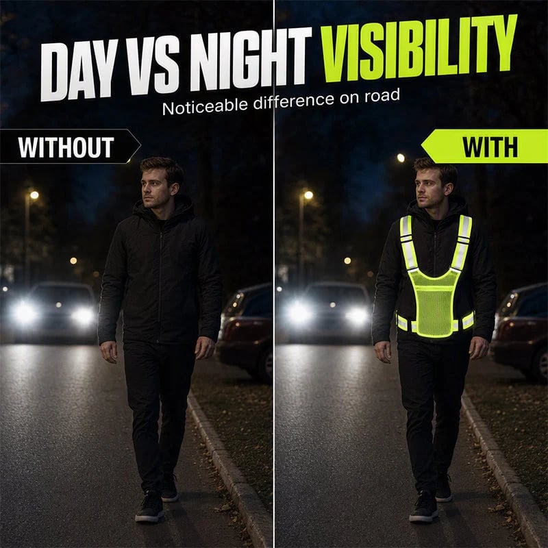 🔥High Visibility Reflective Vest Adjustable Safety Running Gear with Pocket