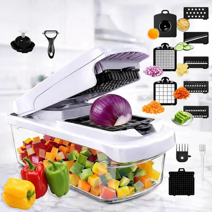 🥕15-in-1 Vegetable Chopper | Multifunctional Food Cutter with Container