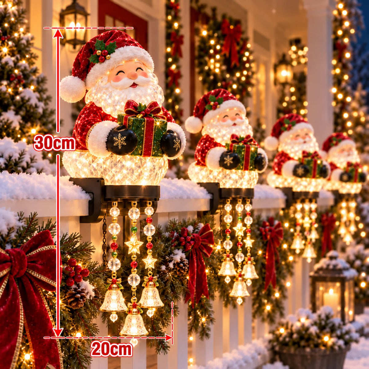 🎄 Christmas Porch Railing Lights – 4 Festive Character Designs