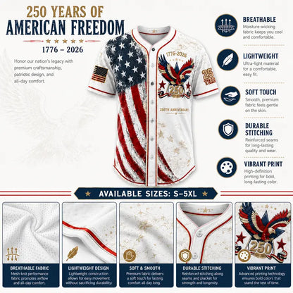 Camisa abotonada vintage del 250 aniversario con para conjuntos del 4 de julio 1776-2026