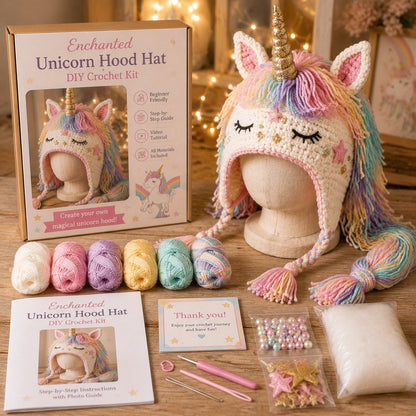 🔥Limited Time 50% OFF - 🧵Fantasy Hood Hat DIY Crochet Kit – Create Your Own Magical Wearable Character Hat