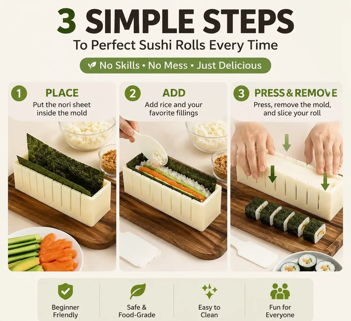 🍣Sushi Maker Mold – Perfect Homemade Rolls Made Easy