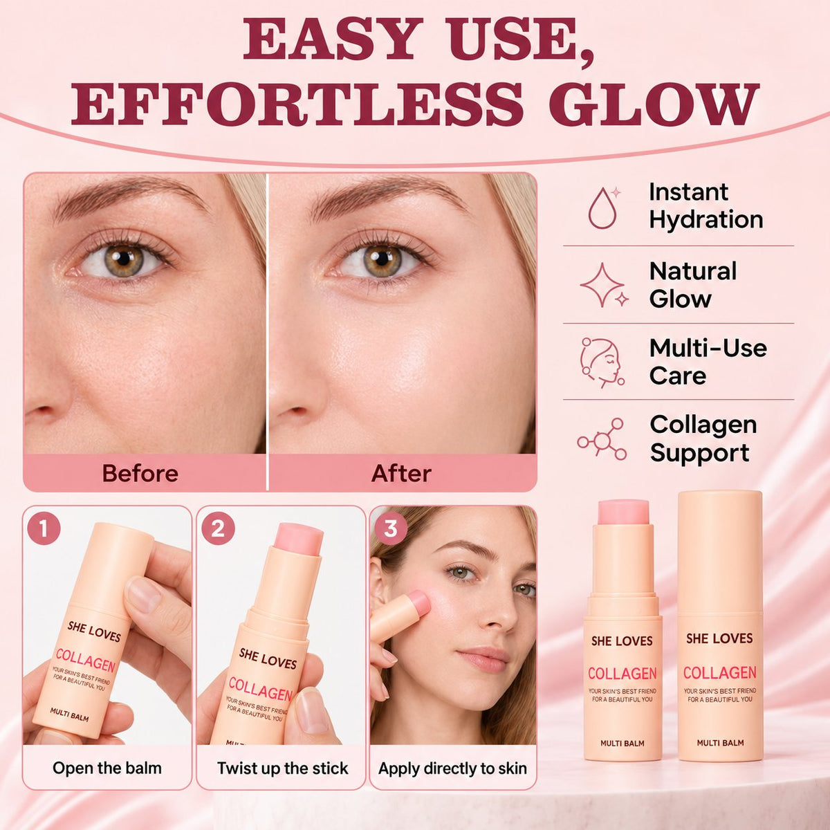 【🎉LAST DAY BUY 1 GET 1 PACKS🎉】Multi‑Collagen 4‑in‑1 Balm Stick | Anti‑Aging Dewy Glow Moisturizer