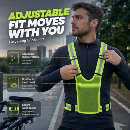 🔥High Visibility Reflective Vest Adjustable Safety Running Gear with Pocket