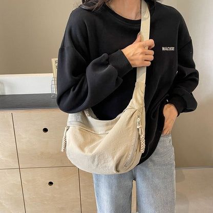 🏆5k sold this week!👜Women's Fashion Plain Color Nylon Crossbody Hobo Bag