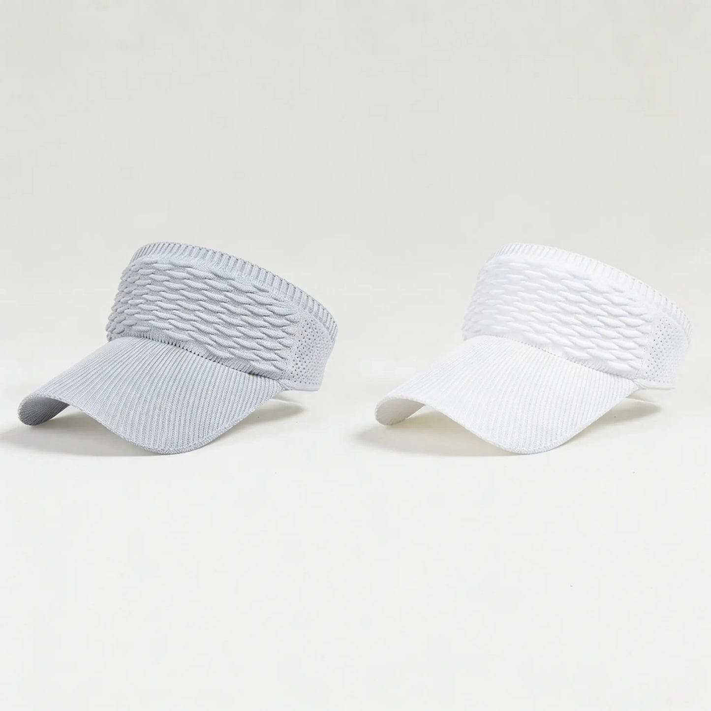 Visera solar de 2 unidades para mujer, abierta por arriba, transpirable, con protección UV y coleta alta