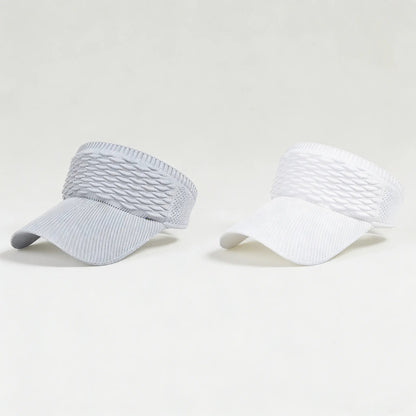 Visera solar de 2 unidades para mujer, abierta por arriba, transpirable, con protección UV y coleta alta