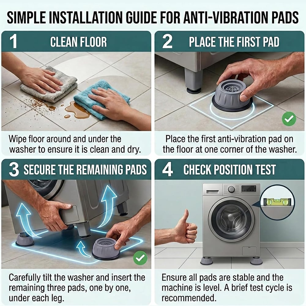 🏠 Almohadillas antivibración para lavadoras (paquete de 4)
