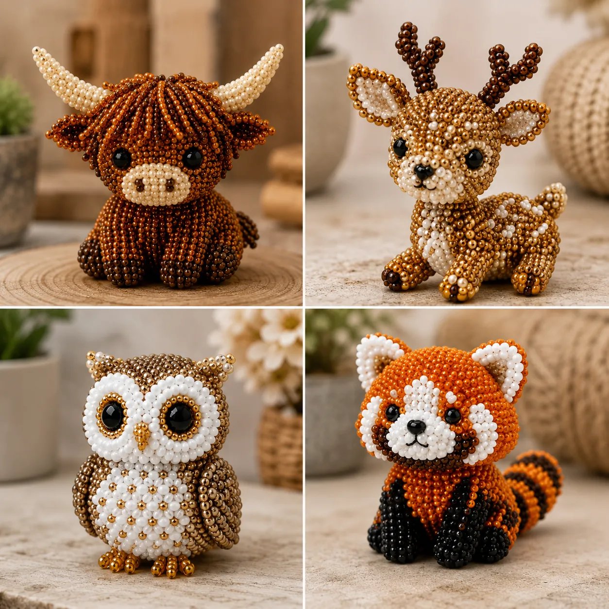 🔥🧵✨ Kit DIY de Animales con Cuentas 3D Pequeños (Producto sin terminar)