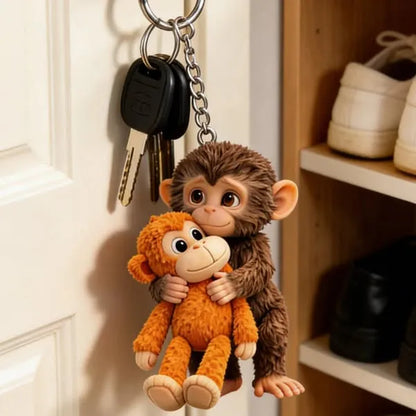 Monkey Hugging Monkey Keychain -Gift For Family, Friends, Loved Ones