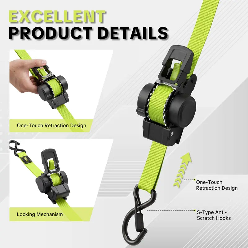 Sturdy Retractable Ratchet Straps