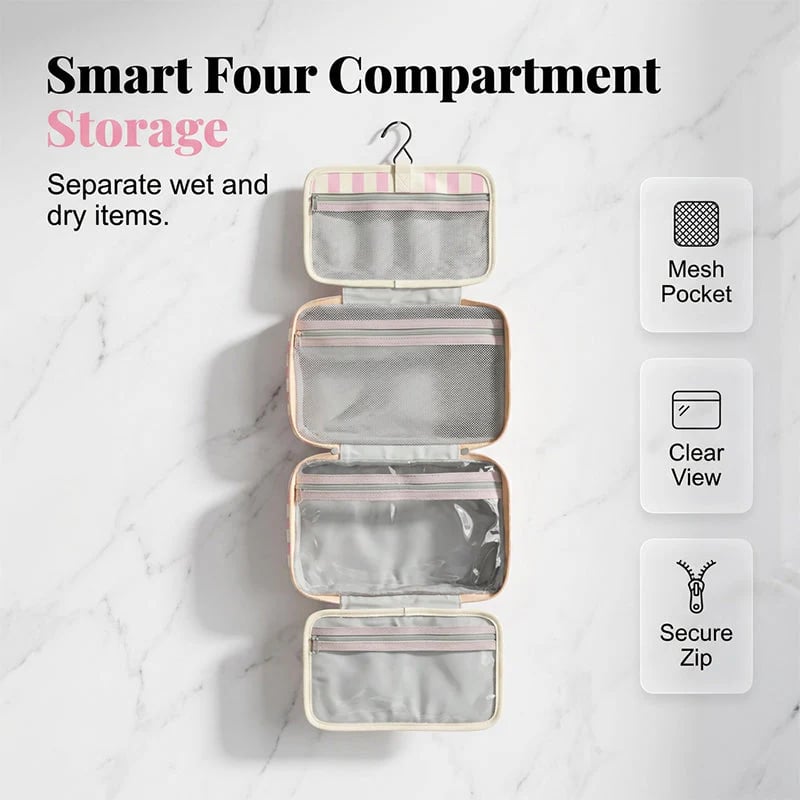✨Striped hanging travel toiletry bag