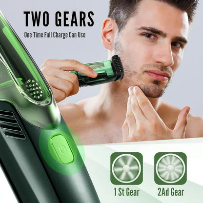 Vacuum Beard Shaver for Men, Built-in Vacuum Trimmer for Mustache, Sideburns, Facial Hair, Rechargeable, IPX6 Waterproof, 2 Comb, Comfort face 2in1 Electric Razor rechargeable men 2025 ornament