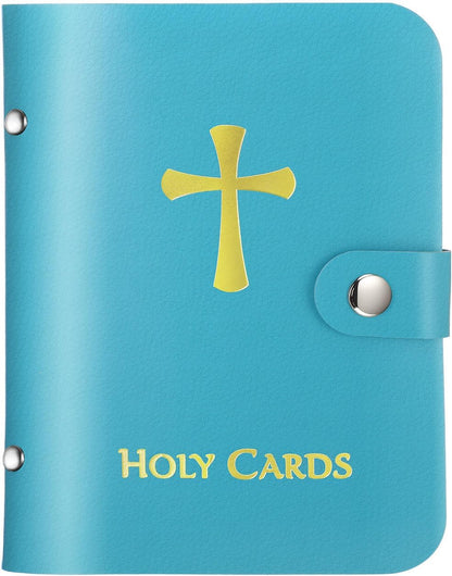 ✝️ Catholic PVC+PU leather Holy Card Holder – Pocket Prayer Card Organizer with Snap Closure