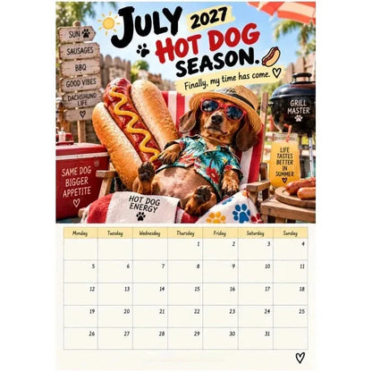 2027 Funny Dachshund Wall Calendar – 🐶Sarcastic Sausage Dog Calendar, A4 Monthly Dog Lover Gift