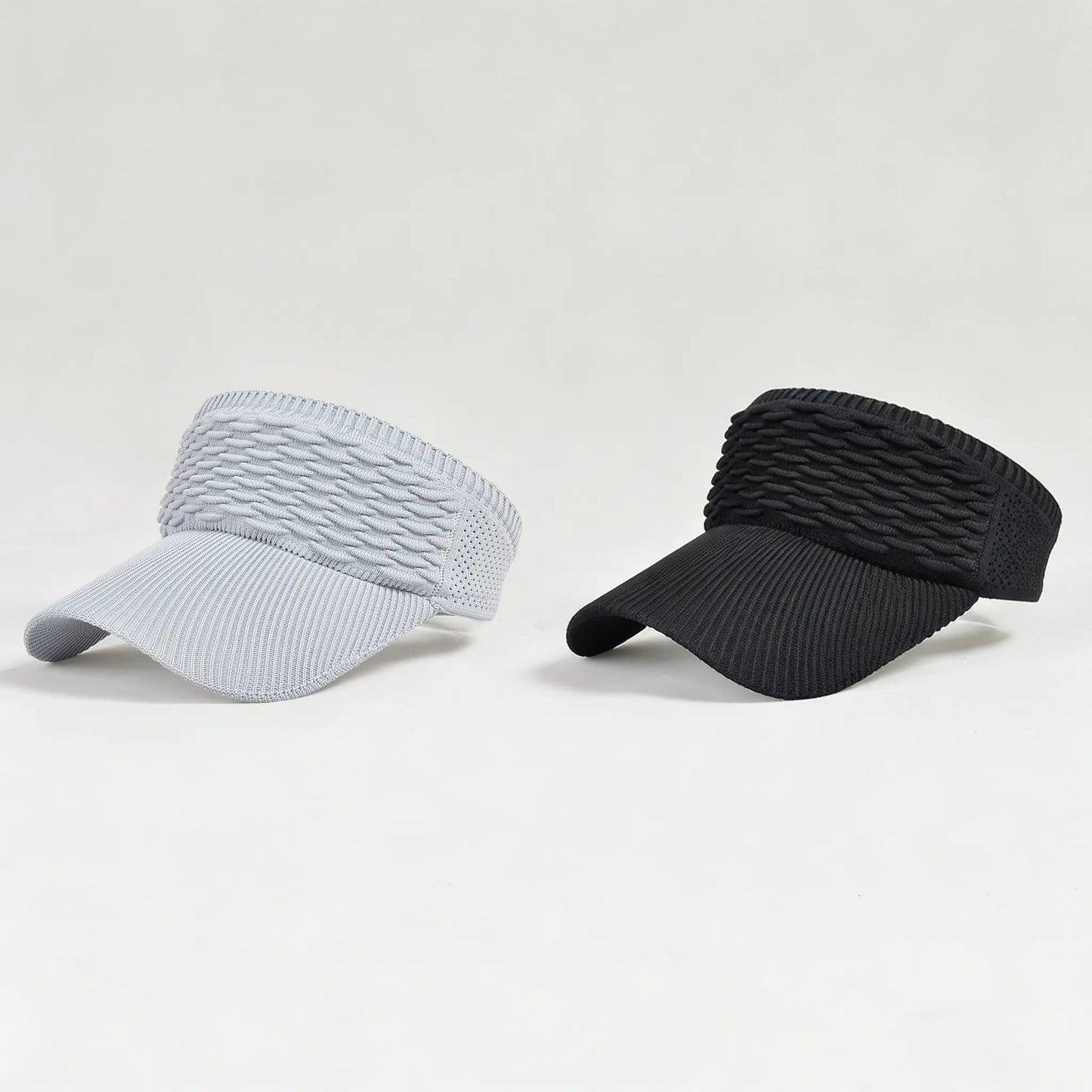Visera solar de 2 unidades para mujer, abierta por arriba, transpirable, con protección UV y coleta alta
