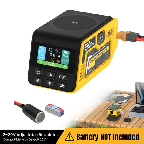 Adjustable 2-30V DC Voltage Regulator - Compatible with Milwaukee 18V Battery