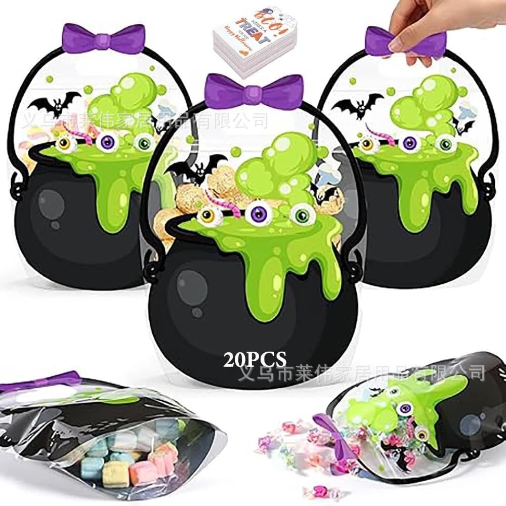 🎃10/30/50 Pcs Halloween Plastic Goodie Bags, Trick or Treat Candy Bags