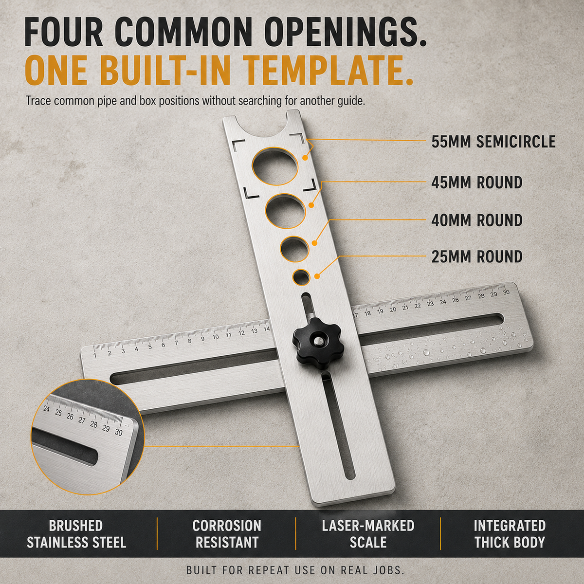 📐 Adjustable Tile Hole Positioning Ruler – Precise Multi-Hole Measuring & Marking Tool (40cm/60cm)