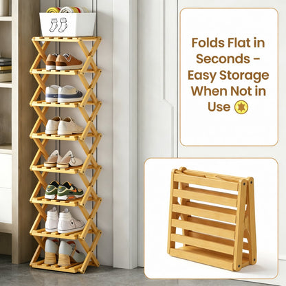 The 9-Tier No-Assembly Bamboo Rack !✨👟